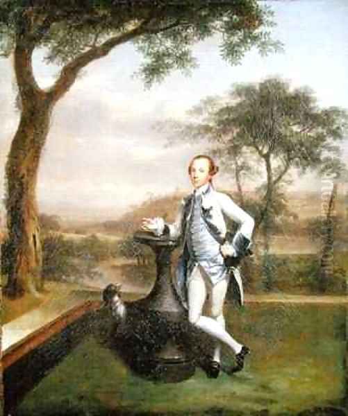 Portrait of a Gentleman leaning on a sundial Oil Painting by Arthur Devis