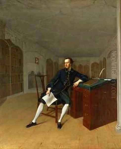 Sir Roger Newdigate 1719-1806 in the Library at Arbury Oil Painting by Arthur Devis