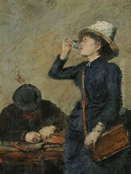 Le Coup De L'etrier (1887) Oil Painting by David Oyens