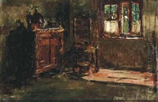 A Modest Interior Oil Painting by David Oyens