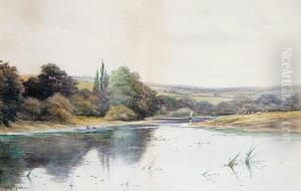 Fishing On The River Bend Oil Painting by George Oyston