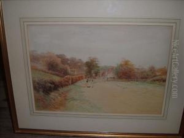 Figures Ona Country Lane Oil Painting by George Oyston