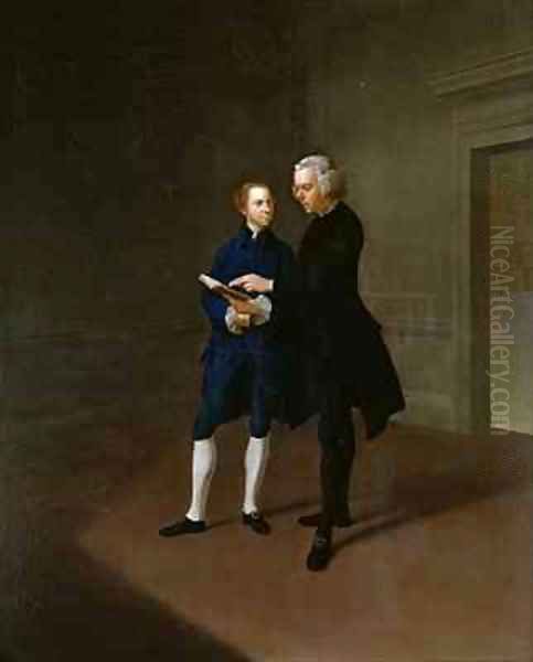 Portrait of Assheton Curzon late Viscount Curzon with tutor Dr Mather Oil Painting by Arthur Devis