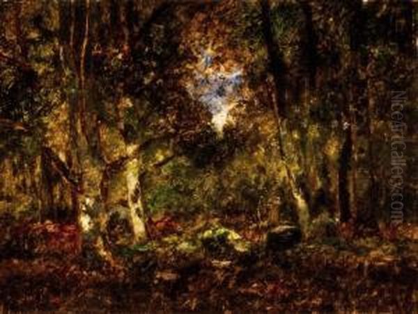 Forest In Barbizon Oil Painting by Laszlo Paal