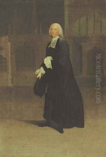 Portrait of Sir James Burrow (1701-1782), small full-length, as Master of the Crown Office Oil Painting by Arthur Devis