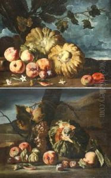 Nature Morte Con Frutta Oil Painting by Michele Pace Del (Michelangelo di) Campidoglio