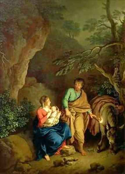 Rest on the Flight into Egypt Oil Painting by Christian Wilhelm Ernst Dietrich