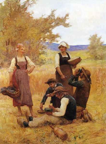 Repast in the Fields Oil Painting by Theophile Louis Deyrolle