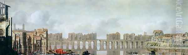 London Bridge Oil Painting by Claude De Jongh