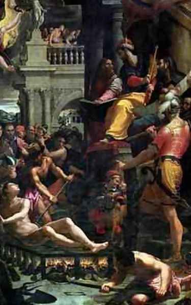 The Martyrdom of St Lawrence 1573 Oil Painting by Girolamo Del Crocifissaio (see Macchietti)