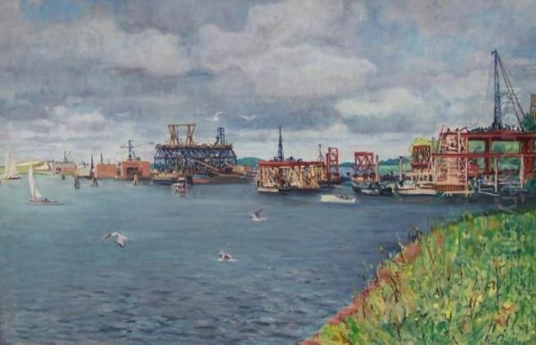 Autobahnbrucke Bei Werder Oil Painting by Paul Paeschke