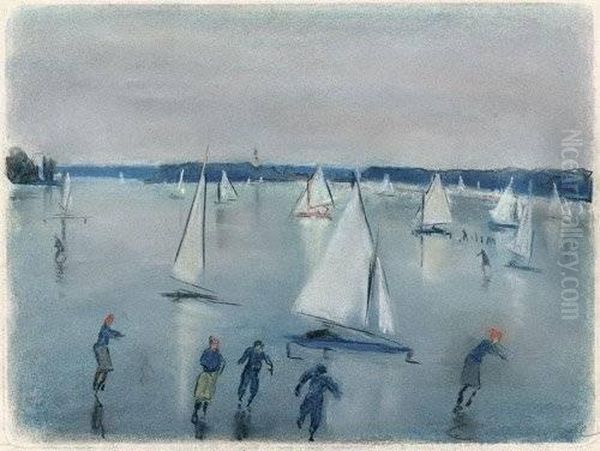 Eisvergnugen Auf Dem Wannsee Oil Painting by Paul Paeschke