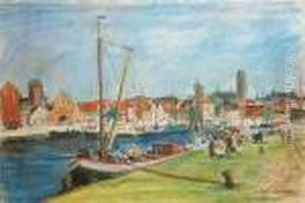 A View Of Wismar Oil Painting by Paul Paeschke