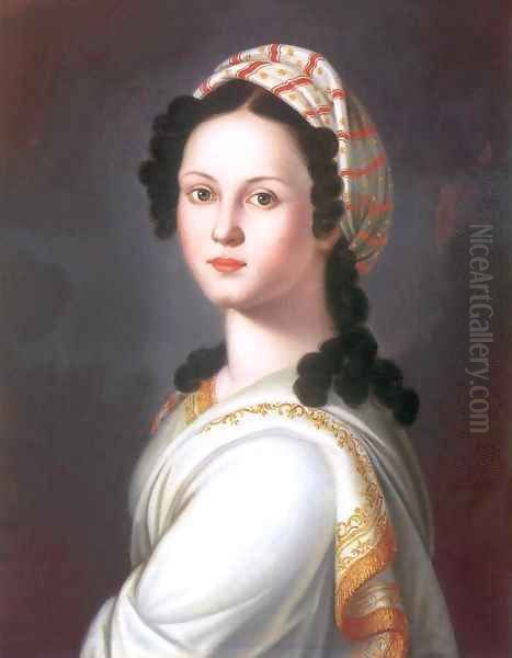 Portrait of a Young Lady Oil Painting by Janos Donat