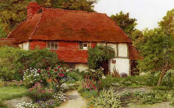 A Cottage Garden Oil Painting by Curtius Duassut