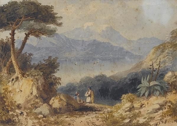 The Gulf Of Volo And Mount Pelion Oil Painting by William Page