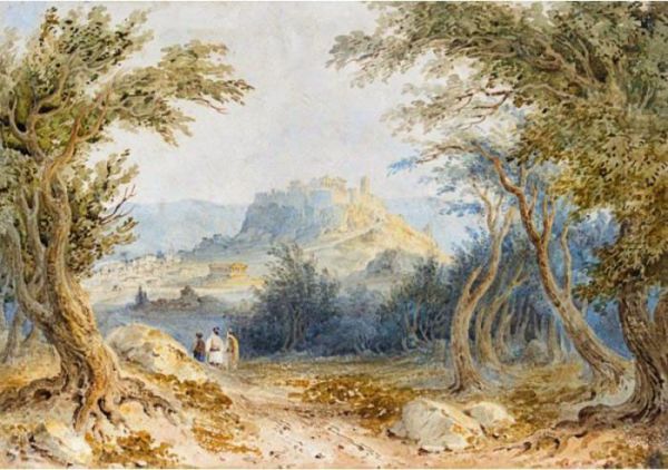 Figures In A Woodland Near Athens Oil Painting by William Page