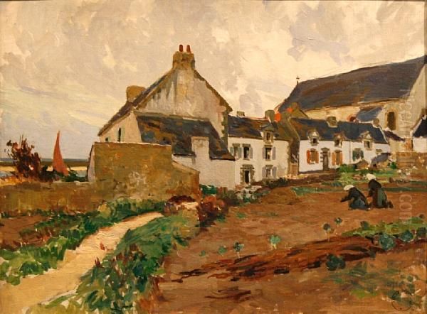 Ferme En Bretagne Oil Painting by Jules Eugene Pages