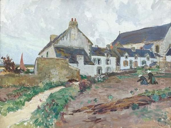 Ferme En Bretagne Oil Painting by Jules Eugene Pages