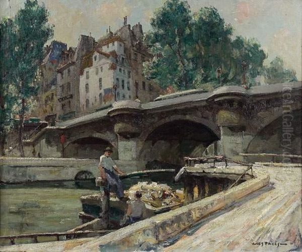 Paris, Le Pont-neuf Oil Painting by Jules Eugene Pages