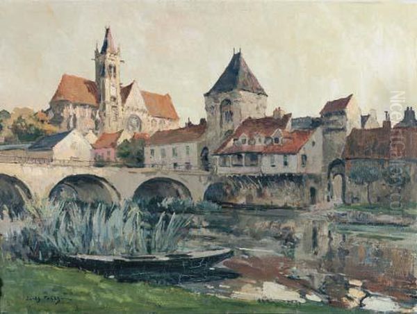 A View Of Moret-sur-loing, France Oil Painting by Jules Eugene Pages