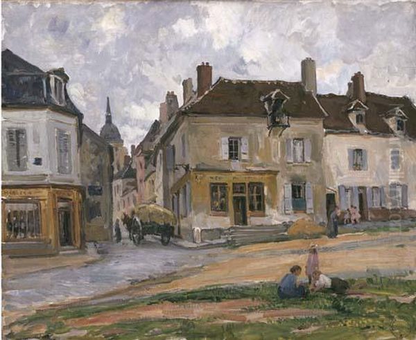 La Place De Chezy-sur-marne Oil Painting by Jules Eugene Pages