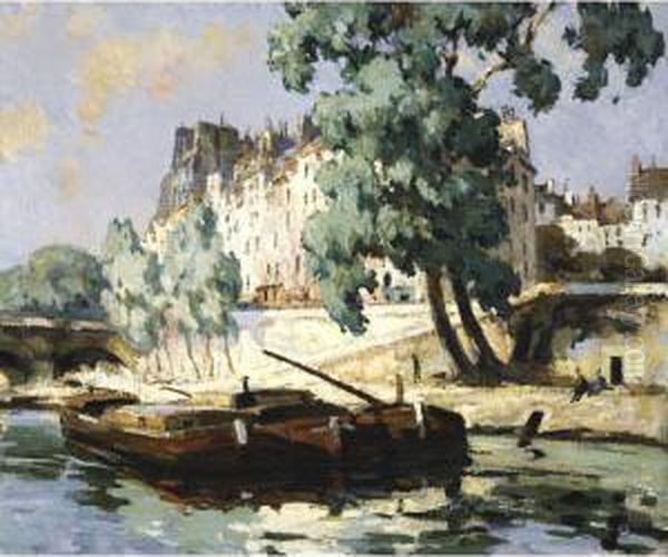 Paris, Ile Saint Louis Oil Painting by Jules Eugene Pages