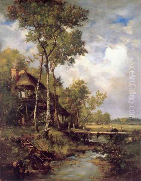 The Old Windmill near Barbizon Oil Painting by Narcisse-Virgile Diaz de la Pena