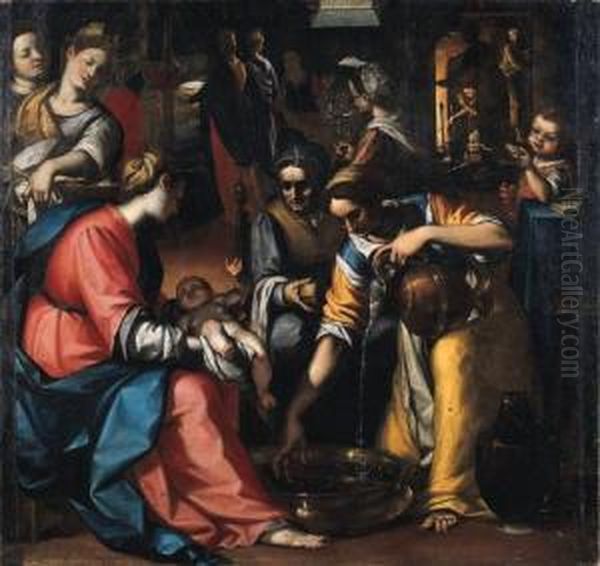 La Nascita Della Vergine Oil Painting by Giovanni Battista Paggi