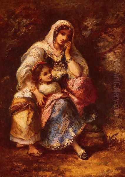 Gypsy Mother and Child Oil Painting by Narcisse-Virgile Diaz de la Pena