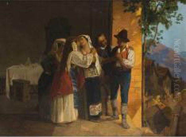 Addio Alla Sposa Oil Painting by Eleuterio Pagliano