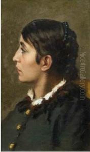 Ritratto Di Giovane Donna Oil Painting by Eleuterio Pagliano