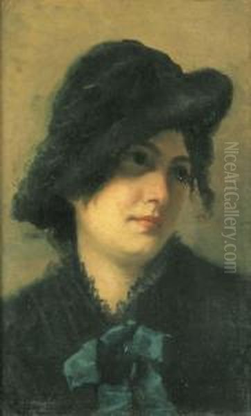 Giovane Signora Oil Painting by Eleuterio Pagliano