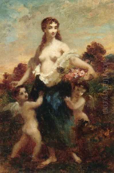 Venus and Cupids Oil Painting by Narcisse-Virgile Diaz de la Pena