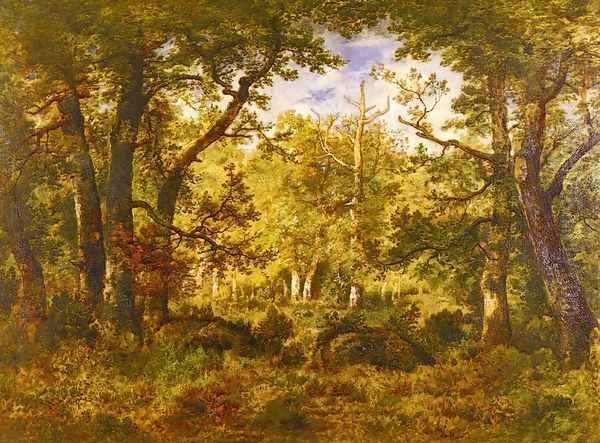 A Sunlit Clearing In The Forest At Fontainebleau Oil Painting by Narcisse-Virgile Diaz de la Pena