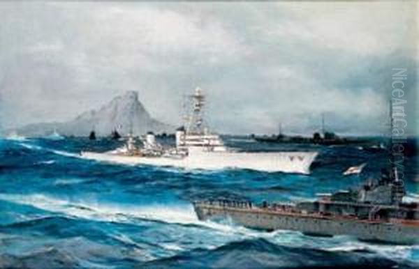 Translation Au Maroc Du Marechal Lyautey A Bord Du Dupleix, 29 Octobre 1935 Oil Painting by Jean-Louis Paguenaud