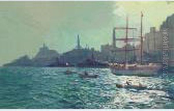 Harbourfront With Shipping by Jean-Louis Paguenaud