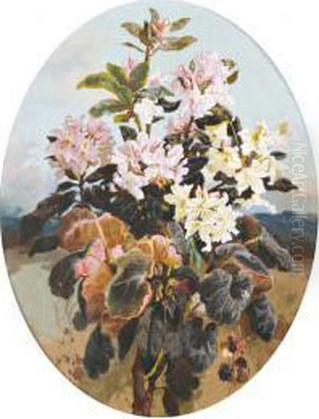 Bouquet De Rhododendrons Oil Painting by Marie Octavie Sturel Paigne