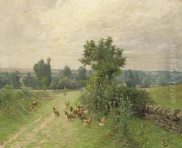 Tending The Hens Oil Painting by Edouard Pail