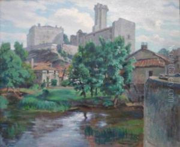 Village Fortifie Oil Painting by Henri Pailler