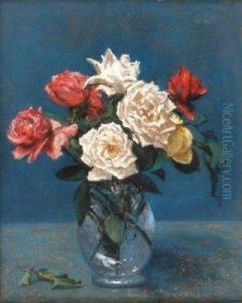 Vase De Pivoines Oil Painting by Henri Pailler