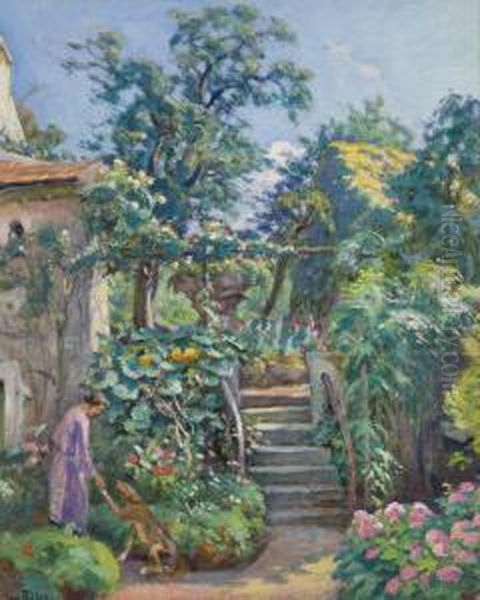 Le Jardin En Ete Oil Painting by Henri Pailler