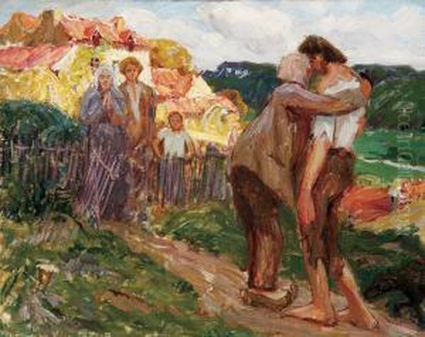 Return Of The Prodigal Son Oil Painting by Henri Pailler