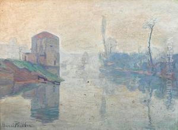 La Tour,effet De Brume En Hiver Oil Painting by Henri Pailler