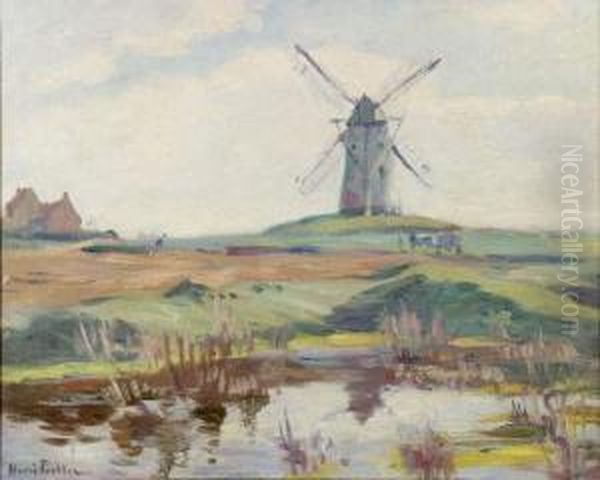 Le Moulin De Leers, Nord Oil Painting by Henri Pailler