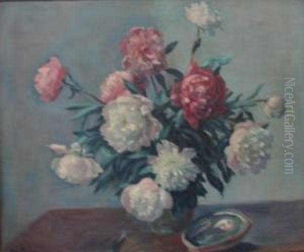 Les Pivoines Oil Painting by Henri Pailler