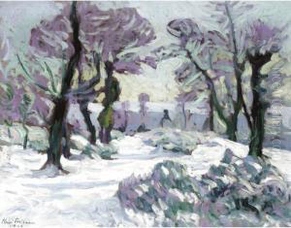 Paysage De Neige Oil Painting by Henri Pailler