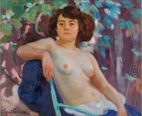 Jeune Femme Denudee Au Jardin Oil Painting by Henri Pailler