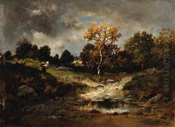 A Clearing in a Wooded Landscape Oil Painting by Narcisse-Virgile Diaz de la Pena