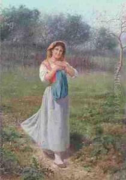 In The Meadow Oil Painting by Pietro Pajetta